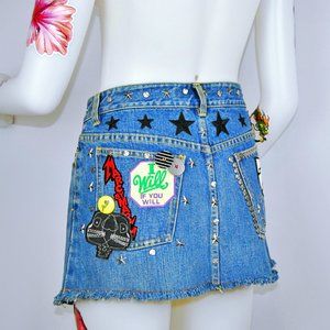 NWOT Y2K Marc Jacobs Denim Mini Skirt with Patches